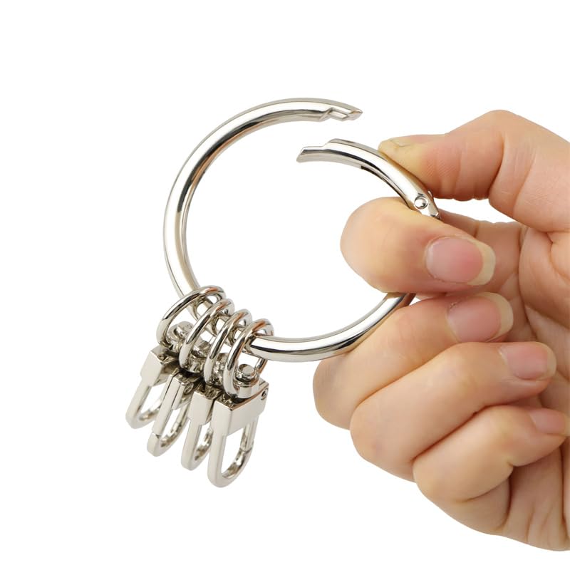 1Set Metal Swivel Snap Hook, Double Opening Key Chain Clip with Spring Keyring for DIY Crafts, Hotel Key Management (Silver)