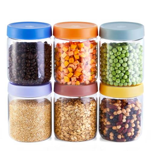 iyayayuanyuan Premium 16oz Borosilicate Glass Jars With Airtight Lids (6 Pack) - Freezer, Oven, Microwave & Dishwasher Safe - Wide Mouth Meal Prep Containers For Pantry Storage, Soups & Overnight Oats