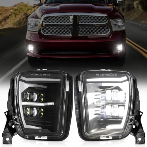 Auxbeam Upgraded LED Fog Lights with DRL DOT Approved for Dodge Ram 1500 2013 2014 2015 2016 2017 2018, Bumper Driving Fog Lamp Replacement Kit New Version