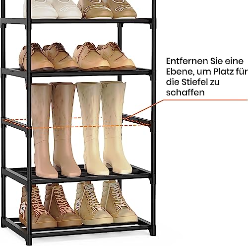 Vicye Schuhregal mit 10 Ablagen Schuhschrank hoch Schmal Schuhständer für Flur Schlafzimmer Wohnzimmer Eingang (10 Ablagen) – Bild 5