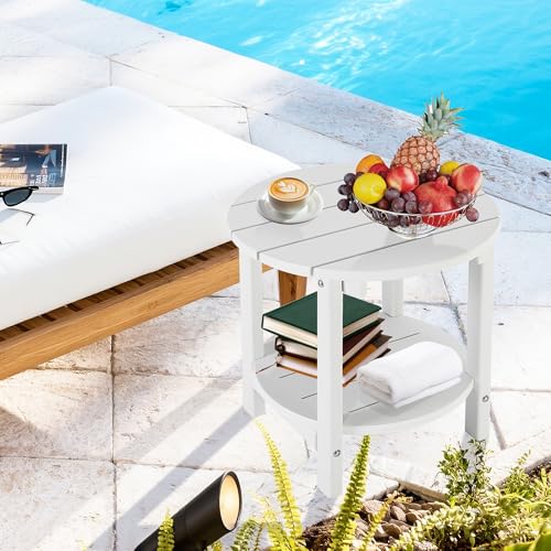 image for LZRS Round Adirondack Side Table Double End Table, Outdoor Side Tables