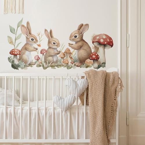 Vinilos adhesivos de pared con diseño de conejitos y bosque miniatura 3
