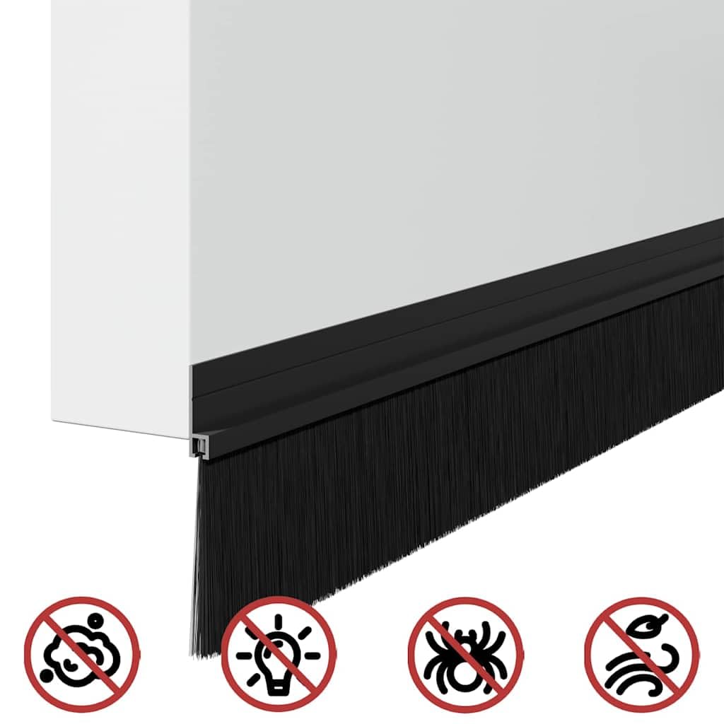 Samoprzylepne uszczelki szczotkowe do drzwi, 6 sztuk, czarne, 100 cm, ze stopu aluminium, ze szczotkami nylonowymi PCW, tłumią dźwięki, energooszczędne, do drzwi wejściowych, drzwi pokojowych