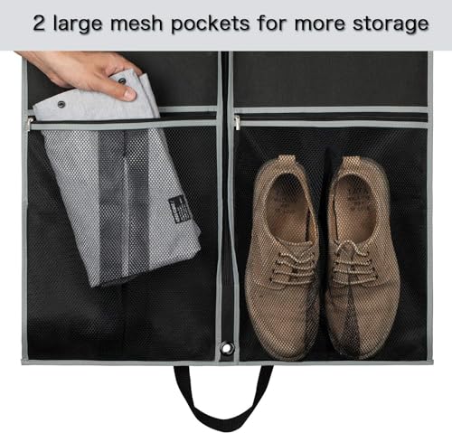 IRYZE Garment Bag for Travel, 2pcs Garment Bags Travel 4'' Gusseted Suit Bags For Closet Storage With Handles Suit Luggage Bag, 60*10*108cm, Black4