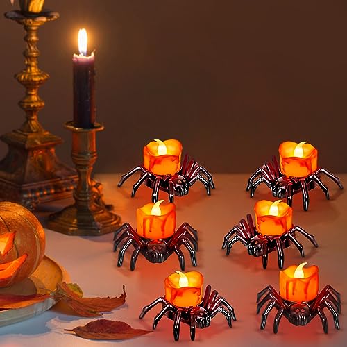 Bougies chauffe-plat à LED Halloween lot de 12 sans flamme à piles