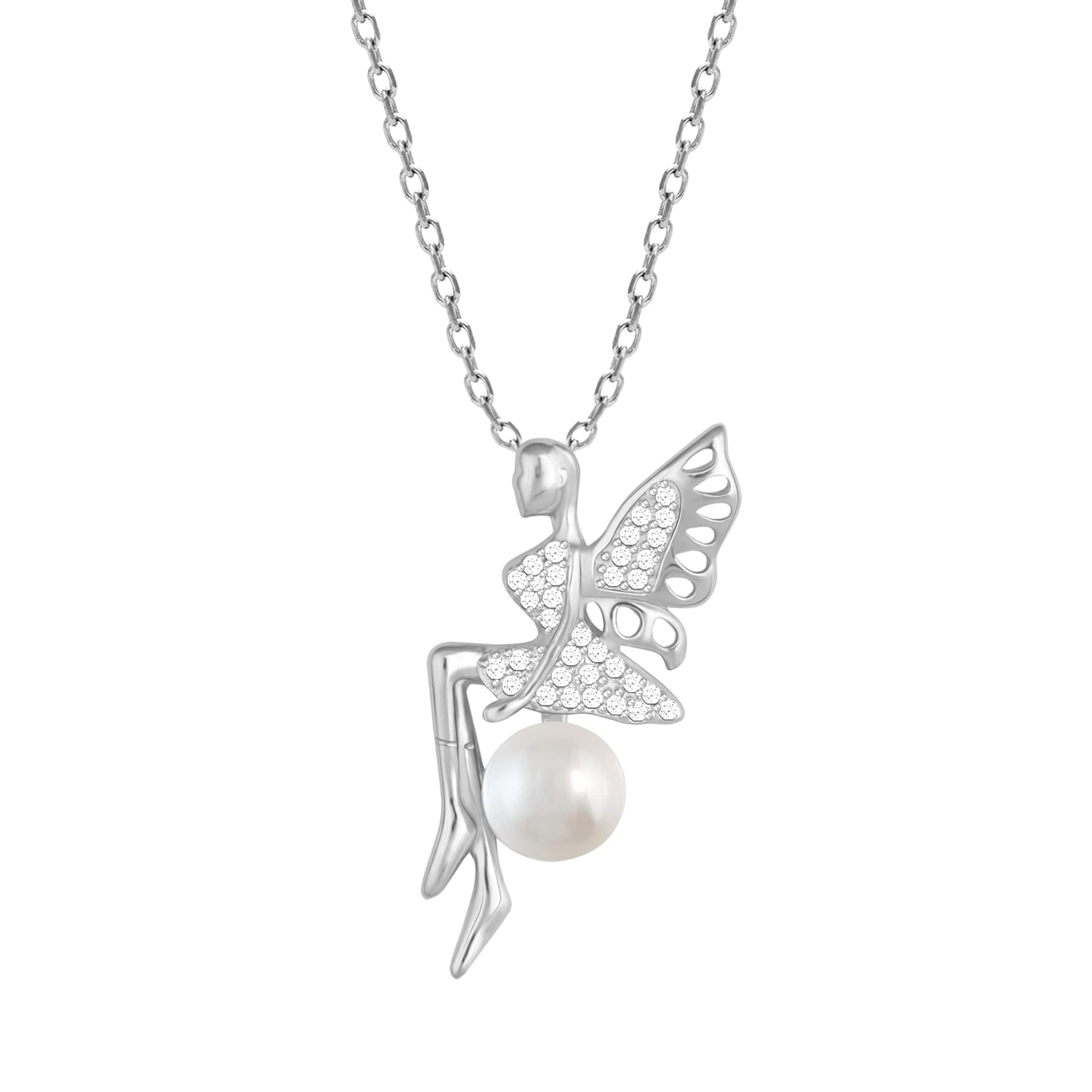925 Silver Love Angel Pearl Pendant With Link Chain | Gifts for Girlfriend, Gifts for Women and Girls |With Certificate of Authenticity and 925 Stamp | 6 Month Warranty*-image-7