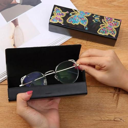 Image of Art Crafts Diamond Painting Glasses Storage Box Accessories Mandala Leather Case Organizer for Adult Women Kids 2pcs