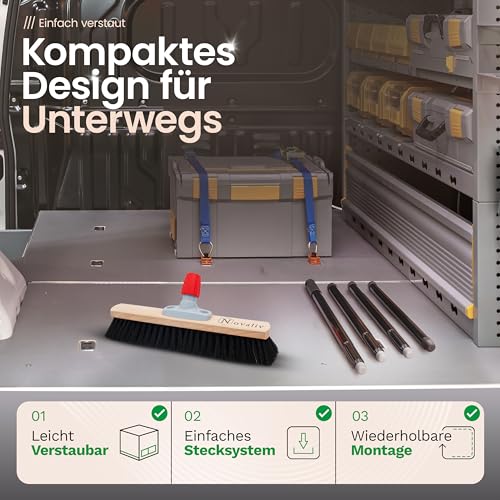 Novaliv Saalbesen Besen mit Stiel 40 cm Borsten Rosshaarbesen inkl. Kehrgarnitur schwarz bestehend aus Kehrblech und Handfeger Besen fein Ideal als Werkstattbesen Hallenbesen mit Stiel Industriebesen – Bild 5