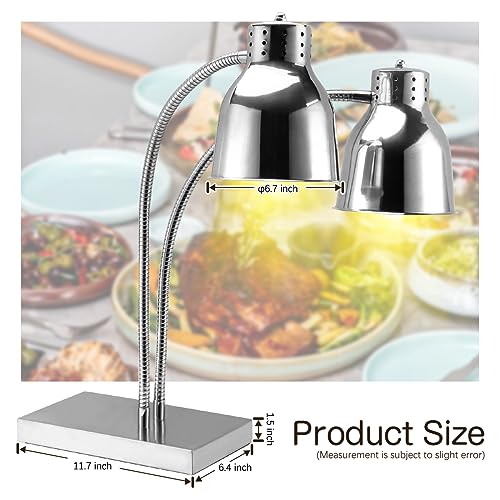 BriSunshine Food Heat Lamp with Dual 250w Bulbs, Commercial Food Warmer Lamp with Adjustable Support, Stainless Steel Food Warming Heating Light for Restaurant Kitchen Buffet Countertop Tabletop - Thumbnail 5