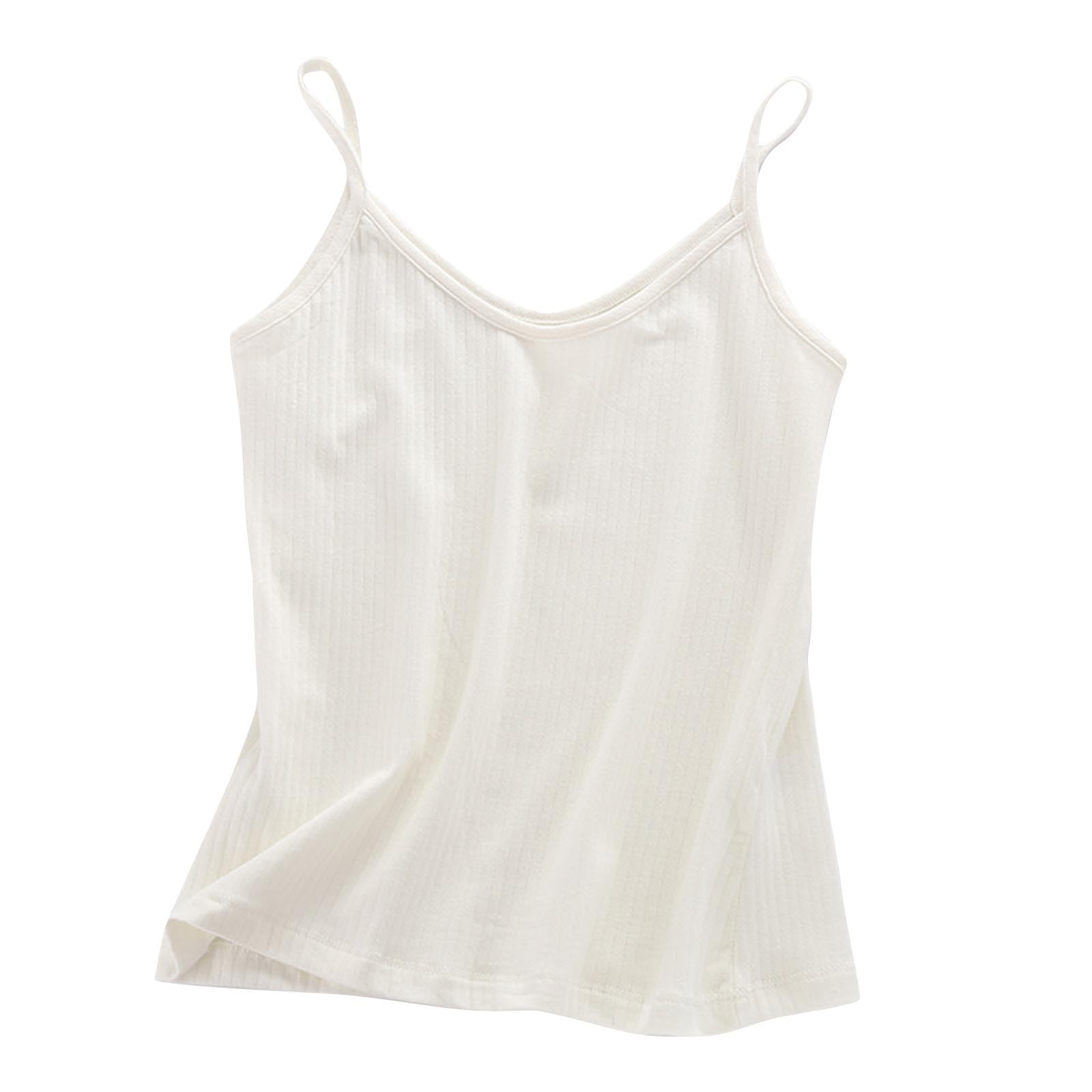 Womens Cotton Cami Tops Spaghetti Strap Knitted Tanks Blouse Casual Slim Fit Sleeveless Camisole Undershirt