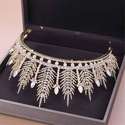 Corona elegante para mujer diadema anticaída con peinetas de sujeción estable y cristales de novia 6