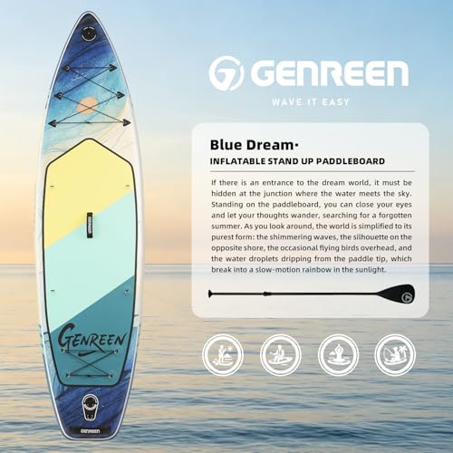 Image of Inflatable Stand-Up Paddle Boards - Available 32 inch /33 inch /34 inch Widths Inflatable Paddle Board with SUP Accessories, Camera Mount, Basic All-Around SUP Board for All Skill Levels, Up to 450lbs