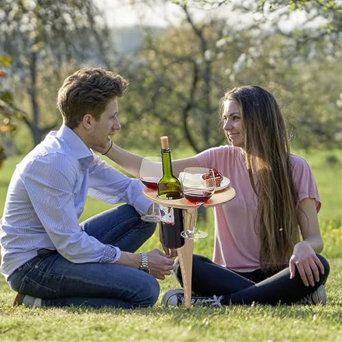 Table à vin pliante extérieure en bois noble pour jardin et terrasse - 8