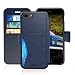 iPhone 8 plus / iPhone 7 plus Leather Wallet Case with Metal Magnetic, Slim Fit and Heavy Duty, TAKEN Plastic Flip Case / Cover with Rubber Edge, for Women, Men, Boys, Girls, 5.5 Inch (Blue)