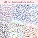 Jactales 600+ Cute Mini Puffy Stickers-Small 3D Tiny Micro Bulk Sticker Set for Kids Girls Adults-Includes Kawaii Japanese Cartoon Ghost Animal Cat Dog Penguin Birds for Phone Case-Removable-6 Sheets