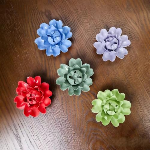 Image of Red,Luoyang Peony, 2.76 inch,Ceramic Flower Wall Art Decor, Artificial Flower Wall Sculpture,Handmade Ceramic Flowers for Home,Hallway,Living Room, Kitchen,Bathroom