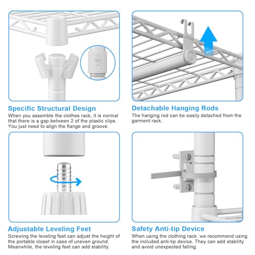 image for Ulif E10 Clothes Rack（With Stretchable Hanger Rod）Freestanding Clo
