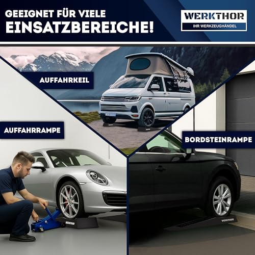 WERKTHOR Auffahrrampe PKW extra flach - [2er Set] Auto Rampe [