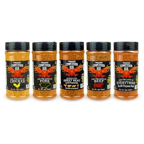 Anthony Spices - Competition Rub 5-Pack. This package includes Anthony Spices Competition Chicken, Pork, Beef, Sweet Heat, and Everything Rubs, each crafted to enhance the natural flavors of your meats while adding a unique touch of spice or sweetness. You get all five flavors. Cover