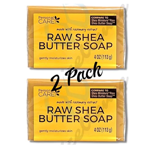 Raw Shea Butter Soap Bar with Rosemary Extract | Pack of 2 (4oz Per Bar) | For Extra Dry to Normal Skin |
