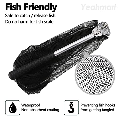 Yeahmart Red de Pesca con Mango Telescópico de Aluminio, Malla de Nylon Plegable para Agua Dulce y Salada, Equipo de Pesca Portátil para Niños, Hombres y Mujeres, Extensible de 21 a 75 Pulgadas miniatura 3