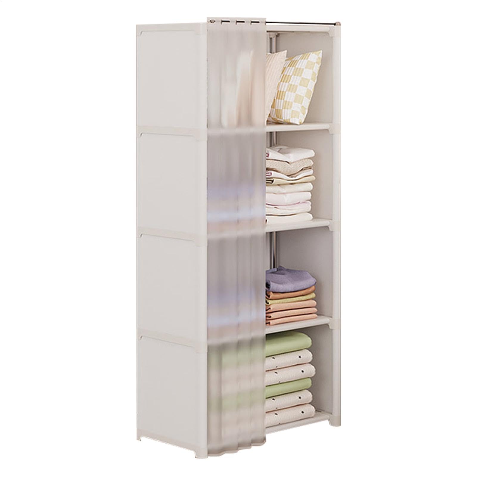 Armario a prueba de polvo - Estante de almacenamiento modular simple | (pequeño) | Organizador de ropa de dormitorio, armario de tela portátil, perchero para ahorrar espacio con cubierta para