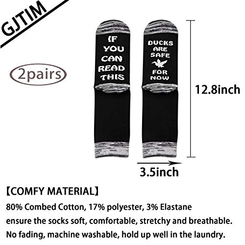 2PAIRS Funny Duck Hunter Hunting Gift If You Can Read This Ducks Are Safe Hunting Socks for Hunters2