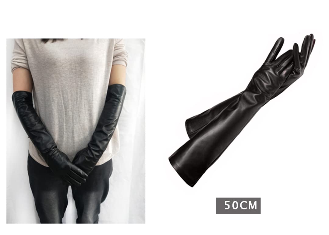 Guanti lunghi da donna moda pelle di pecora vera pelle nera guanti da donna veri guanti da donna sottili foderati stile braccio copre