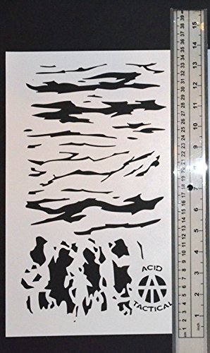 Acid Tactical® 4 Pack - 9X14" Camouflage Airbrush Spray Paint Stencils - Duracoat Cerakote Gun #TOP3