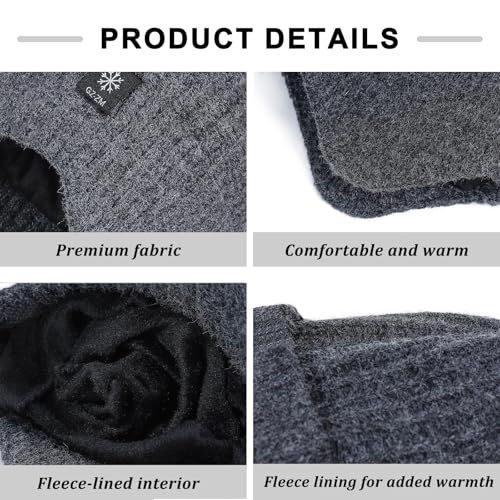 FOSDICK Mütze, Schal & Handschuh-Sets für Herren Damen, Beanie Mütze Herren Winter Schlauchschal Touchscreen Handschuhe, Wintermütze Halswärmer Gloves, Strickmützen Neckwarmer Thermo Handschuhe, Grau