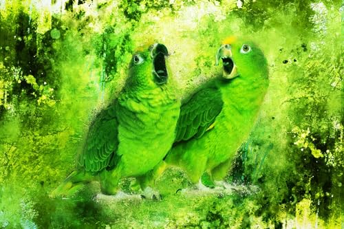 Noisy and Messy Parrots Fabric Panel - BPT-010, Panel Size is 20” X 13.5”, Quality Quilting Cotton