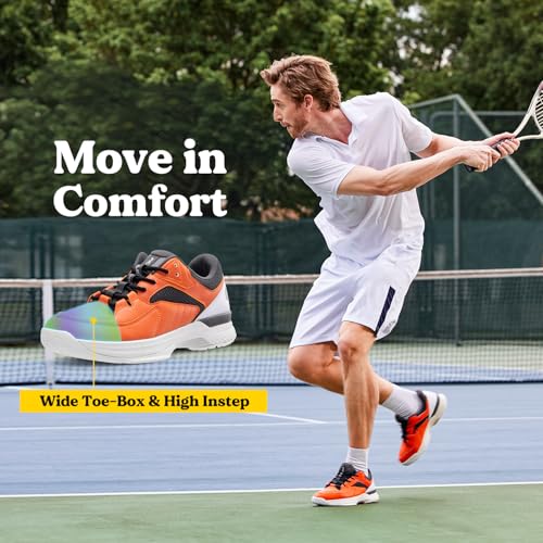 Image of FitVille Men's Wide Pickleball Shoes All Court Tennis Shoes with Arch Support for Plantar Fasciitis