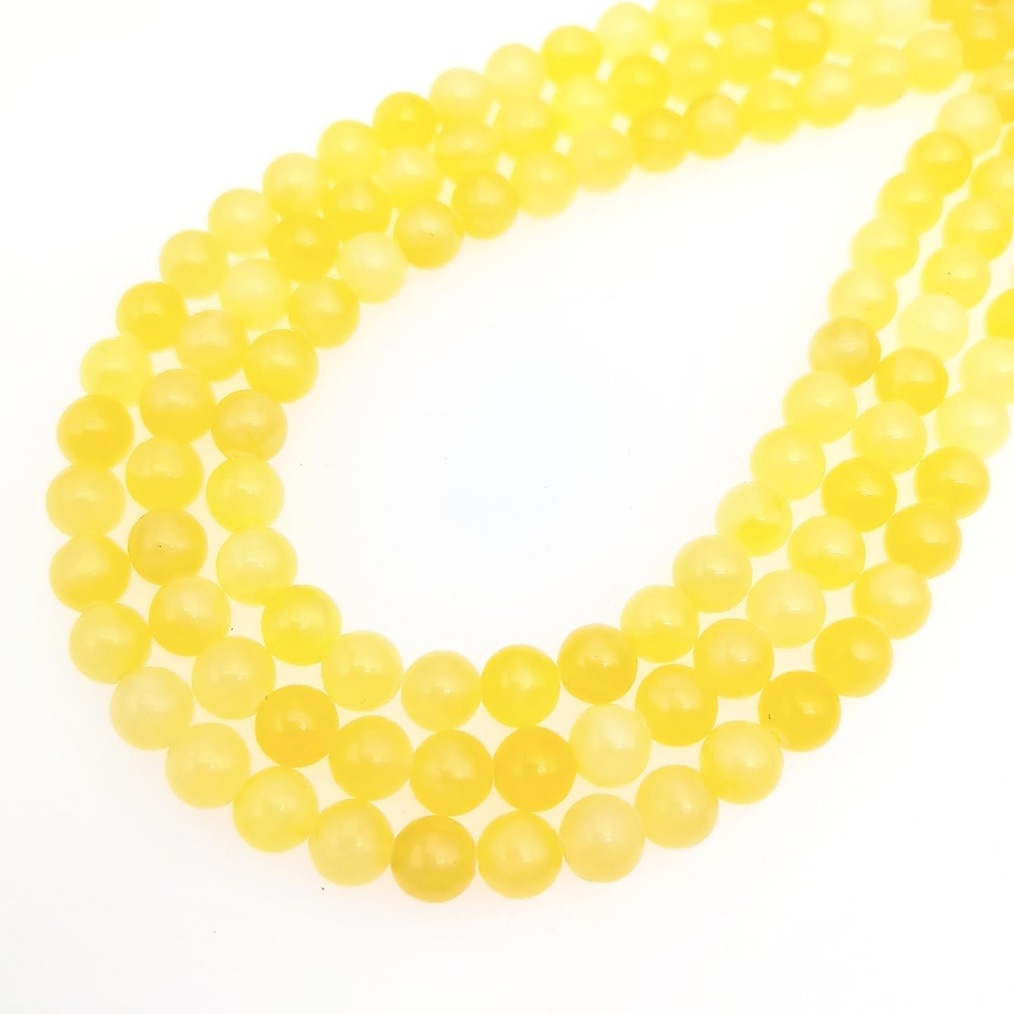 Natural Gemstone Beads for Jewelry Making, Polished Round Smooth Genuine Real Stone Beads for Bracelet Necklace 1 Strand 15"(6mm, Yellow Jade) - Image 2