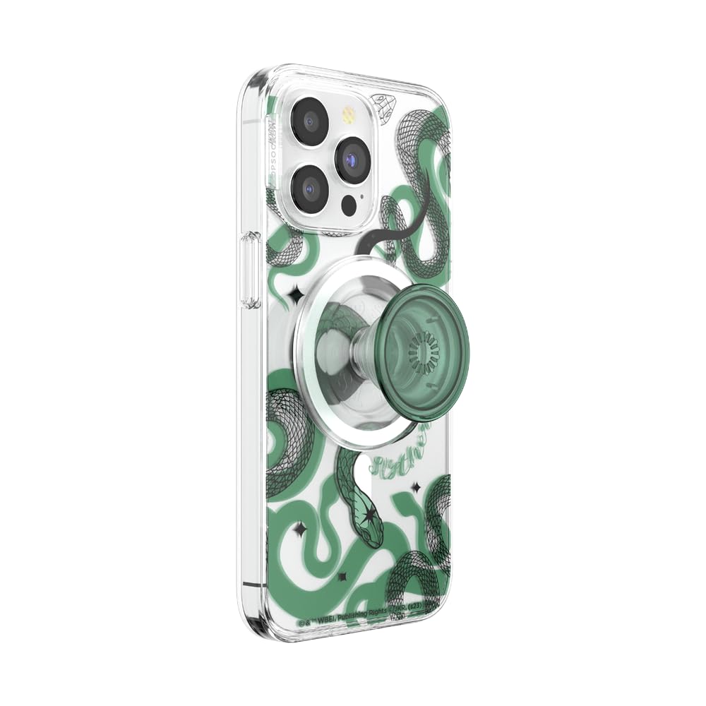 PopSockets iPhone 15 Pro Max Case with Round Phone Grip Compatible with MagSafe, Phone Case for iPhone 15 Pro Max, Wireless Charging Compatible - Harry Potter - Slytherin