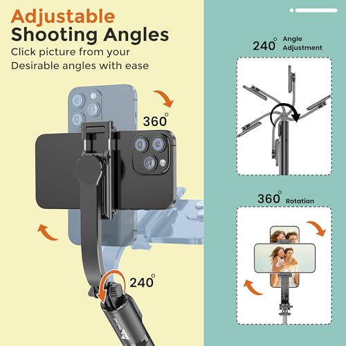 Image of Wecool Long Selfie Stick with Tripod Stand Extendable Upto 71inches,7 Section Pole Extention, 360 Degree Rotational Mobile Holder,Compatible with GoPro /Camera /Mobile, Perfect for Vlogging & Photoshoot