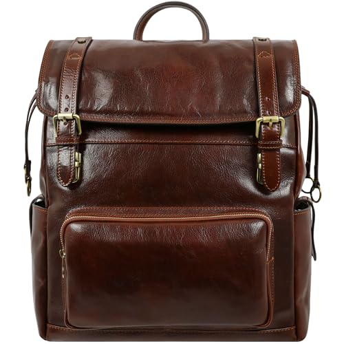 Time Resistance Herren und Damen Rucksack aus Leder - Handgefertigt in Italien - 100%...