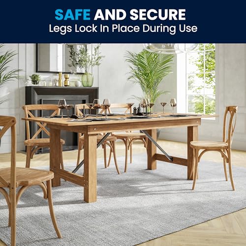 Flash Furniture XA-F-84X40-GG Hercules Series 7' X 40 Inch Rustic Solid Pine Folding Dining Table thumb #5