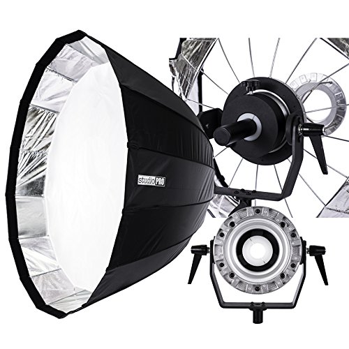 FovitecStudioPRO SPK30-003 Parabolic Softbox 59" 16 Rods for Bowens Monolights with Mounting Arm, Black