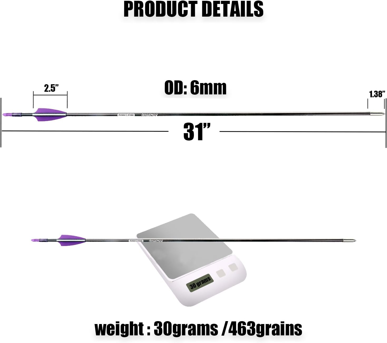 31“ Archery Arrows Training Practice Target Arrows for Kids Youth or Beginners Streamlined Points Durable Shaft on Recurve Bows Youth Bow and Longbows(Pack of 12)
