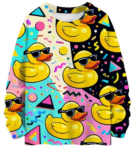 Famigani Cute Cool Rubber Duck Knitted Sweater Men Women Unisex