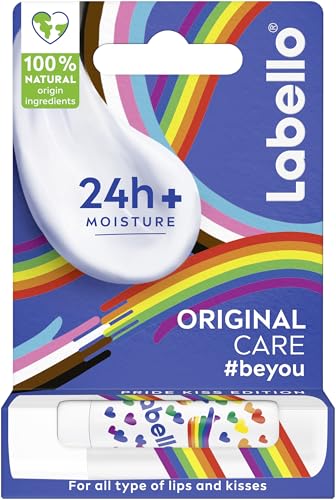 Labello Original Care #beyou Pride Kiss Edition Baume à lèvres pour 24 h Soin et hydratation au beurre de karité pour toutes les lèvres et tous les baisers (4,8 g)