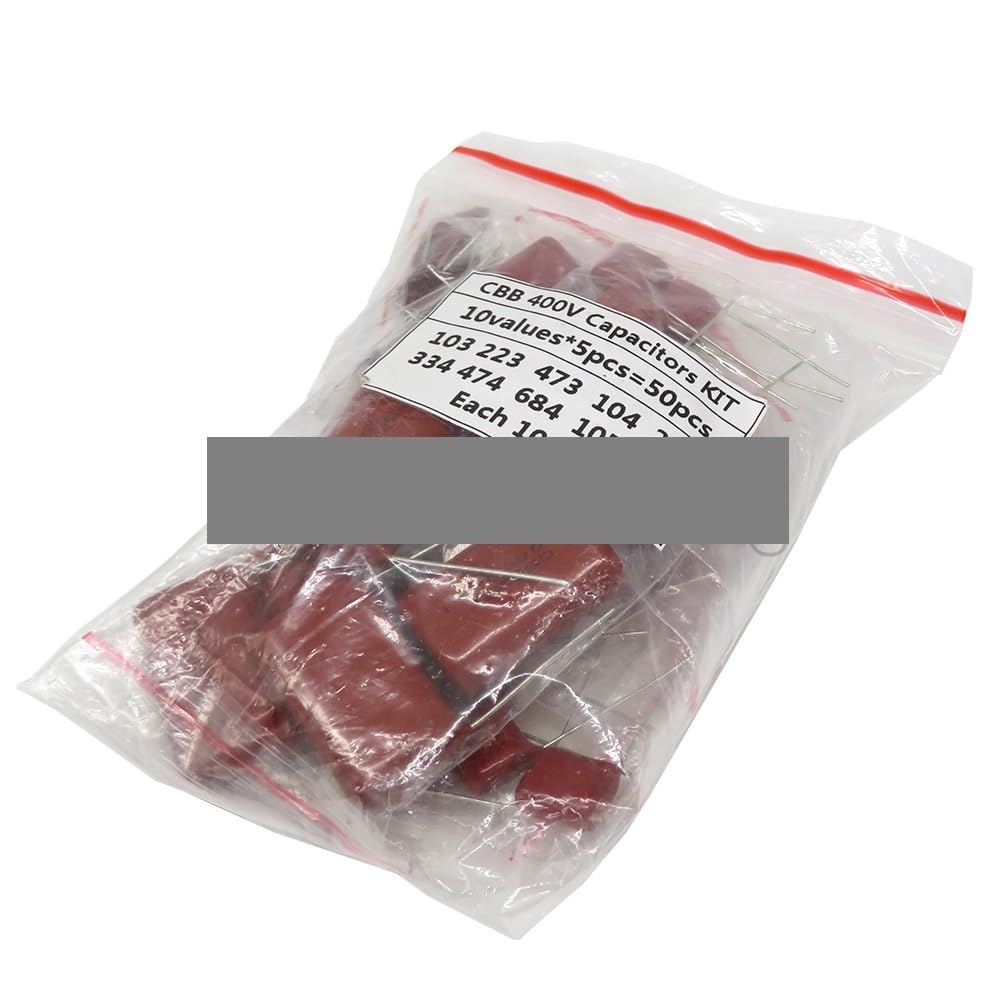 ICXLPMC 50PC=10value*5PCS Metallized Polyester Film Capacitors CBB Assortment Kit 400V 10nF ~ 3.3UF kit
