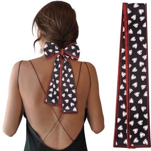 Women's Designer Neckerchief Handbag Handle Ribbon Fashion Scarf Cute Heart Printed Hair Tie