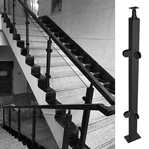 IBOWZ Glasgeländerpfosten, Treppenpfosten Glasgeländerpfosten für Innentreppen, schwarz, Pfosten für Balustradenplatten für Gartenzäune, Geländersystem aus Glas für Glas 10/12 mm
