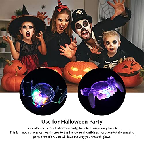 Tbuiall Halloween Cosplay Props Luminescent Braces Teeth Dentures Party & Christmas & Carnival Toys Fun Props Gifts (Luminous Color:red Blue Green Yellow) #TOP4