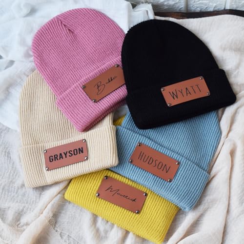 Personalized Baby Beanie Hat Custom Newborn Infant Toddler Kids Hat with Name Boys Girls Hat Black3