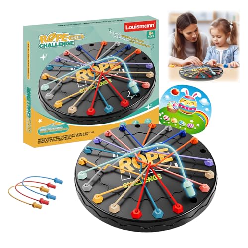Louismann Brainy Knots – Rope Challenge Puzzle Knobelspiel mit Seil Logik Strategiespiel Logik Spiele Knot für Kinder ab 3 Geschicklichkeitsspiel Lernspiel für die ganze Familie (Patentschutz)