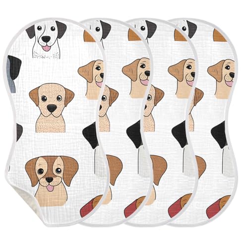 Bolaz Baby Burp Cloths 2 Pack,Various Dog Pattern,Feeding Cloths Face Towel Super Absorbent Soft Cotton Burping Rags Feeding Bibs2