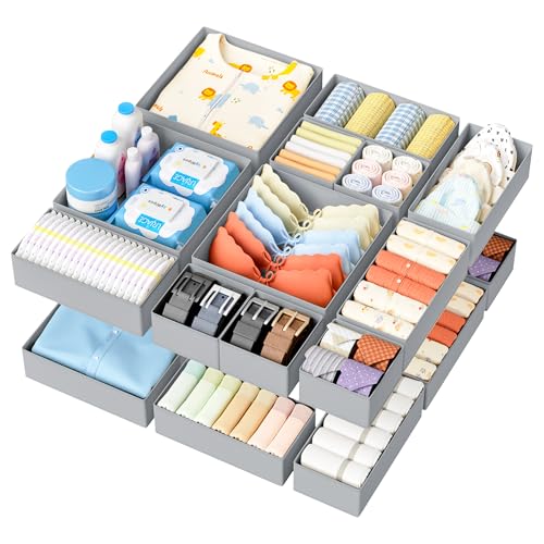DIMJ Drawer Organizer Clothes - 18 Pack Closet Drawer Organizer