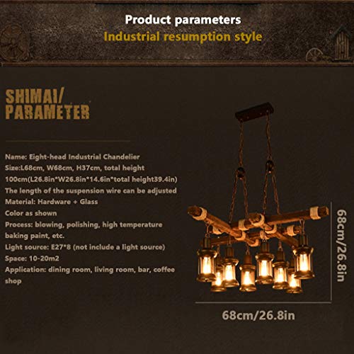 Éclairage réglable de style industriel avec 8 douilles de lampe suspendues - 8